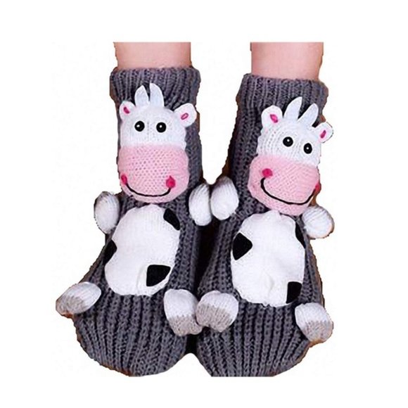 Super Cute 3D Grey Bull slipper socks - Picture 1 of 4